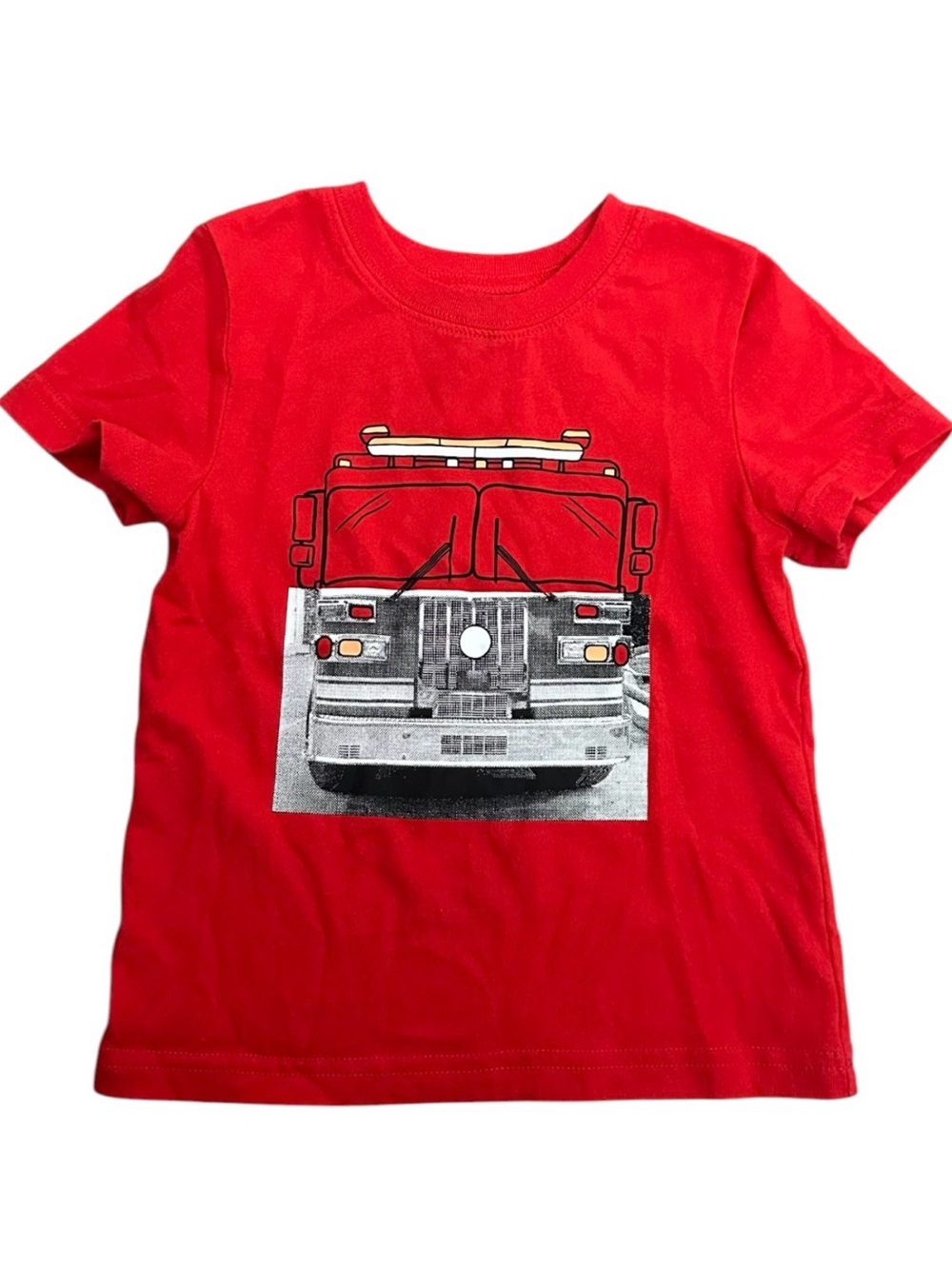 Red Fire Truck Graphic Tee Top 2T